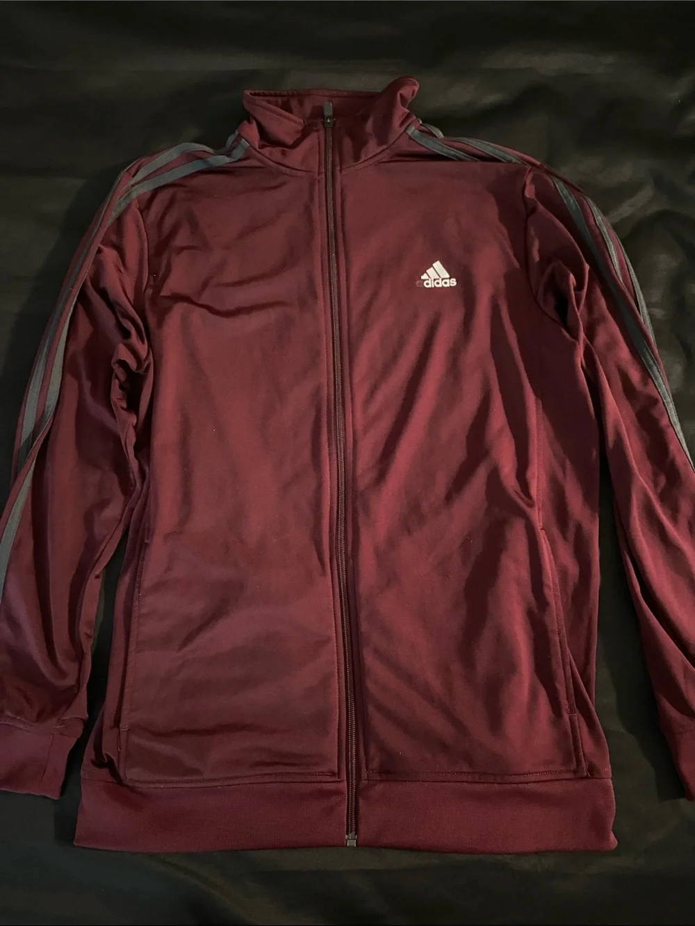 adidas Men's Maroon Full-Zip Performance Track Jacket (Large)